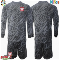 Camiseta Polonia Portero Visitante Equipación para niños Eurocopa 2024 manga larga (+ pantalones cortos)